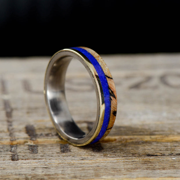 Spalted Maple, Lapis Lazuli, & Yellow Gold
