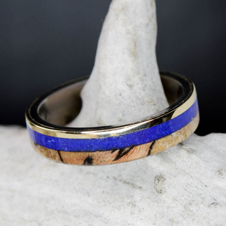 Spalted Maple, Lapis Lazuli, Yellow Gold