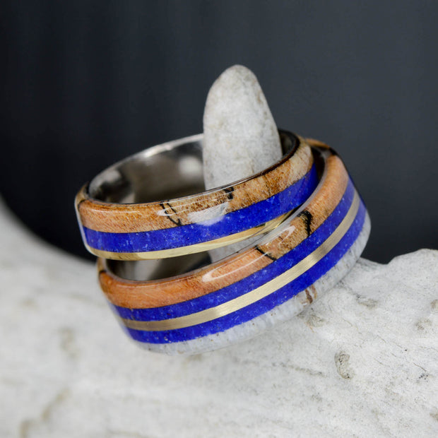 Antler, Lapis, Yellow Gold, Spalted Maple