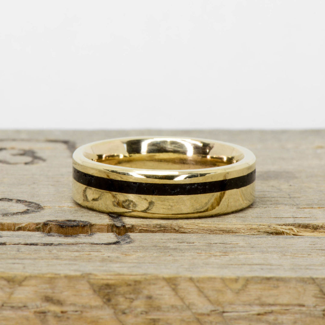 Black Stone in Yellow Gold Ring