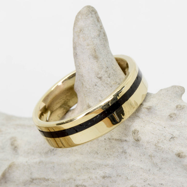 Black Stone in Yellow Gold Ring