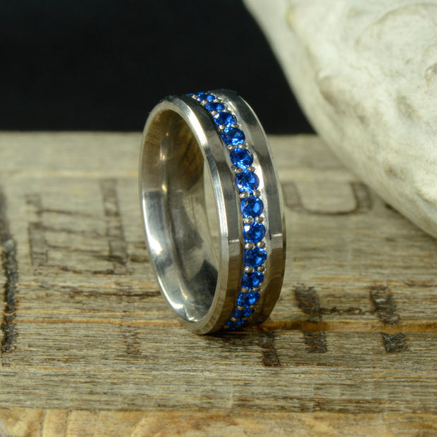 Metal Band with Sapphire Stone Settings