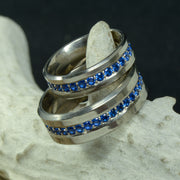 Titanium or Gold Band with Sapphire Stone Settings - 8mm & 6mm