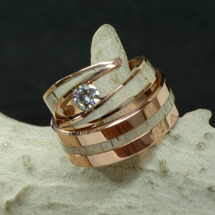 Antler, Rose Gold, & Tension Set Diamond