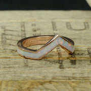Gold or Silver White Opal V-Ring