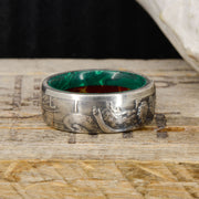 Silver Half Dollar Coin Ring with Malachite and Jasper Sleeve
