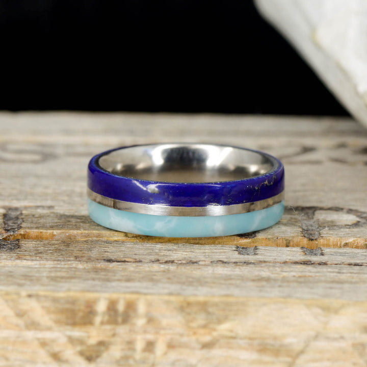 Lapis Lazuli, Larimar, and Metal Inlays