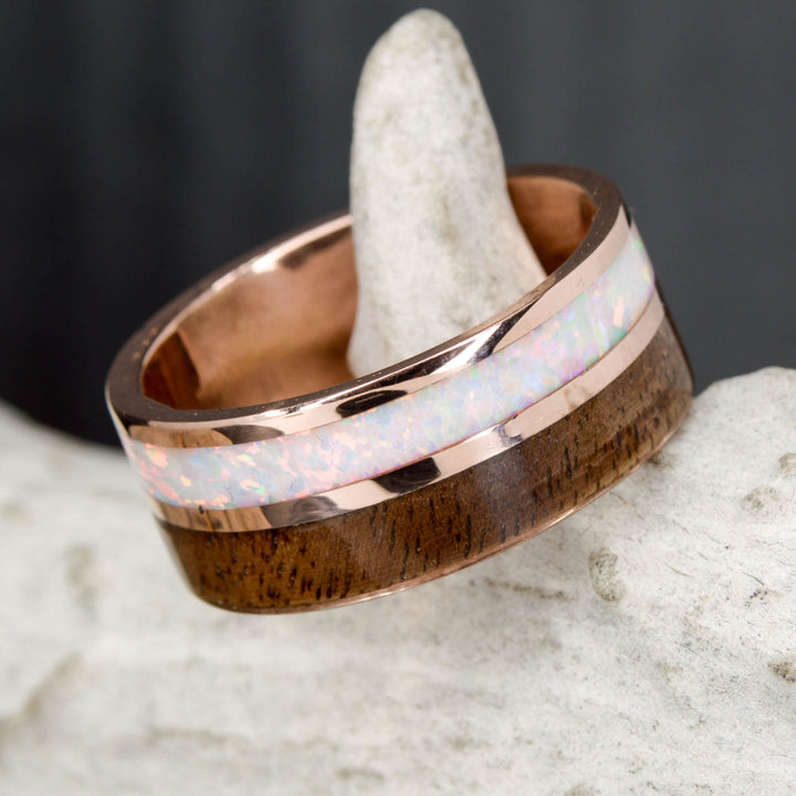 Rose Gold, White Opal, & Walnut