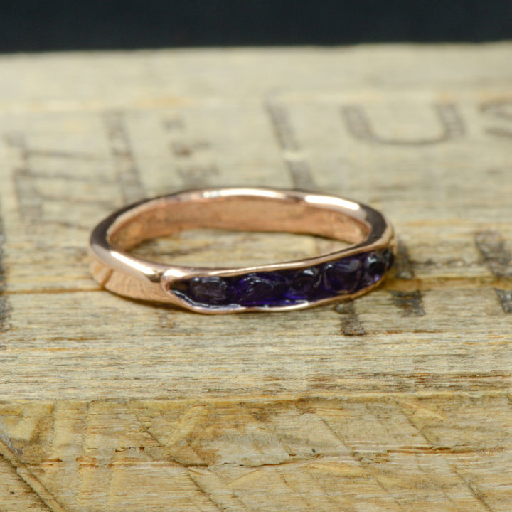 Raw Cut Amethyst Channel Ring