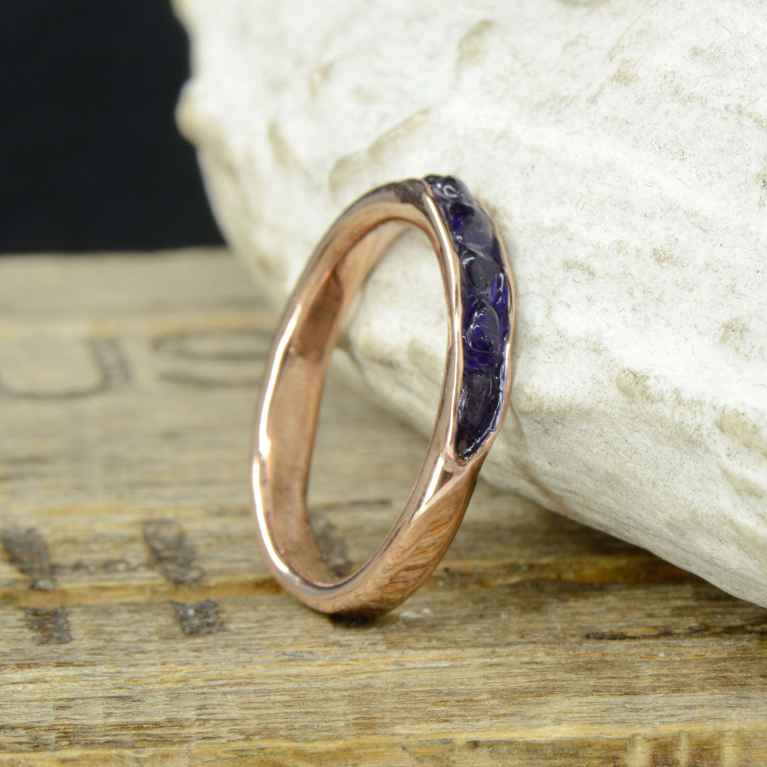 Raw Cut Amethyst Channel Ring