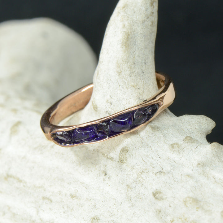 Raw Cut Amethyst Channel Ring