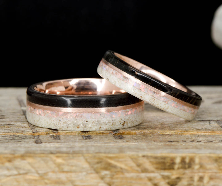 Black Buffalo Tusk, Rose Gold, Antler, and White Opal