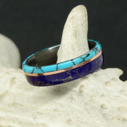 Turquoise, Lapis Lazuli, & Rose Gold Pinstripe