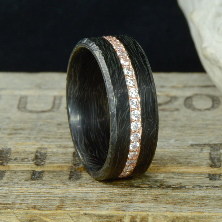 Forged Carbon Fiber, Gold, & Diamond Band