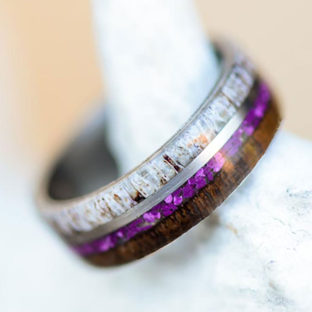 Genuine Sugilite ring, Opal and Sugilite, Sugilite band, Purple ring, gemstone rings, mens ring, womans ring, wedding online ring, engagement ring