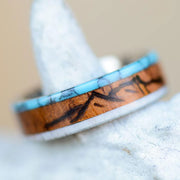 Rosewood, Turquoise, & Antler with Engraved Mountains