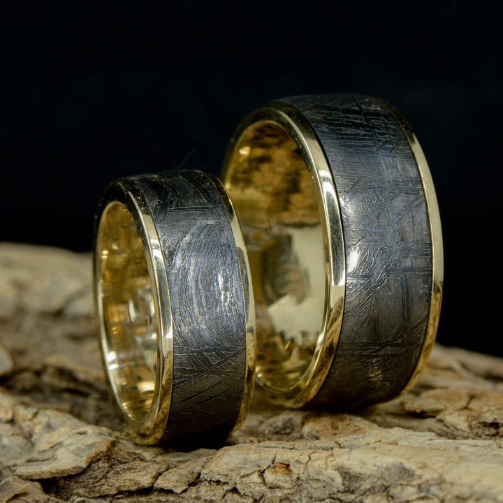 Yellow Gold & Etched Muonionalusta Meteorite