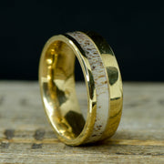 Yellow Gold with Elk Antler Inlay