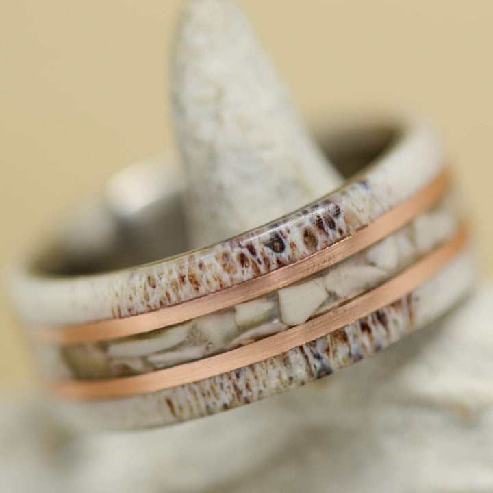 Antler, Crushed Elk Ivory, & Rose Gold Pinstripes