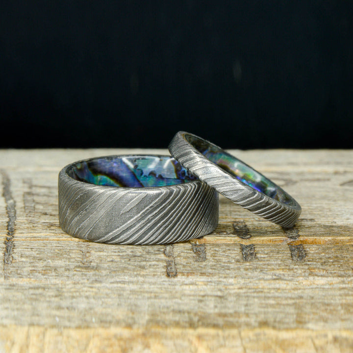 Dark Damascus Steel, Abalone Shell Sleeve