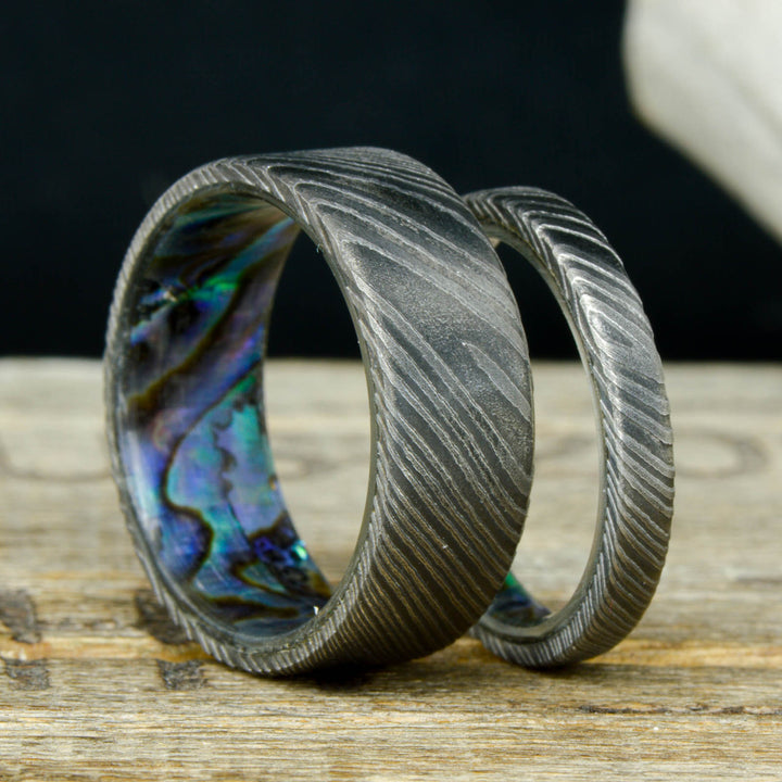 Dark Damascus Steel, Abalone Shell Sleeve