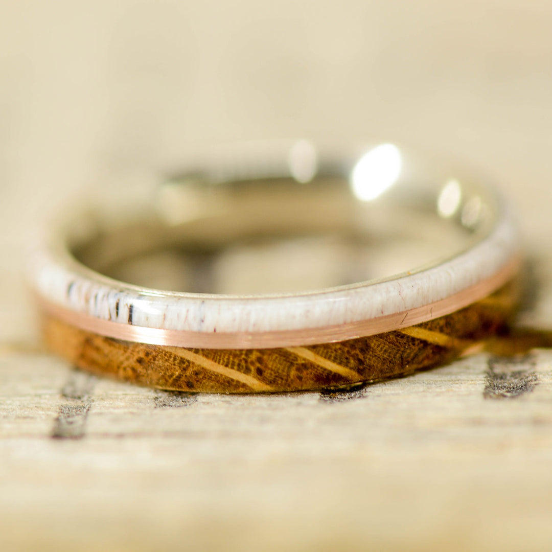 Whiskey Barrel Wood, Rose Gold, Antler