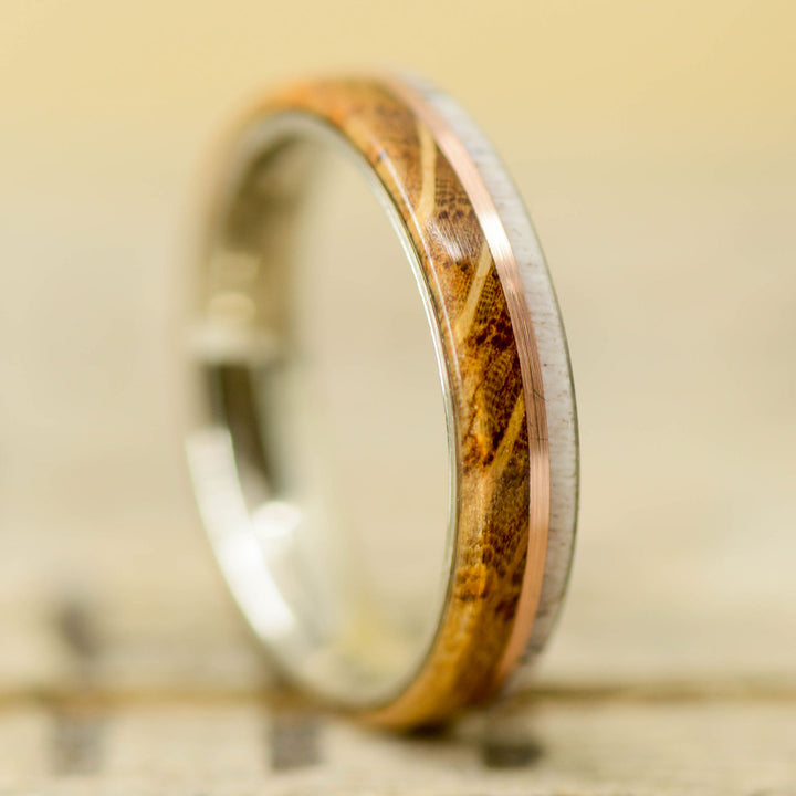 Whiskey Barrel Wood, Rose Gold, Antler