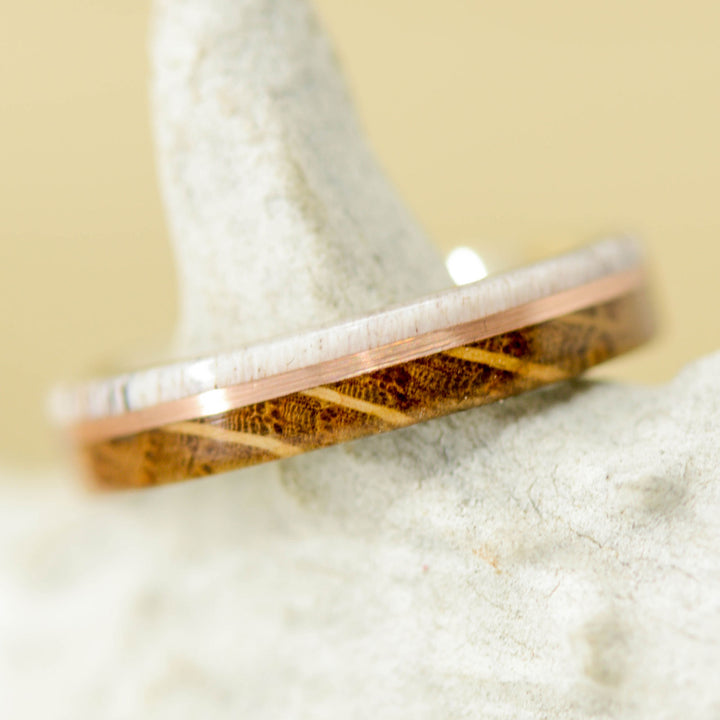 Whiskey Barrel Wood, Rose Gold, Antler