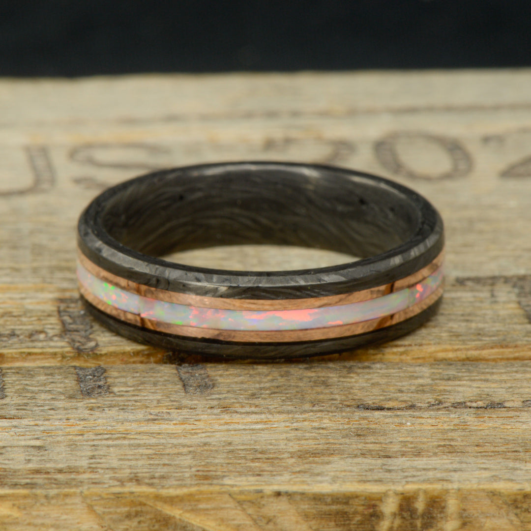 Forged Carbon Fiber, Rose Gold, & White Opal