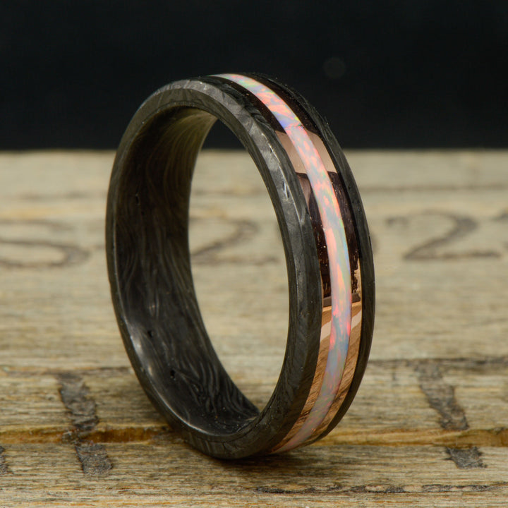 Forged Carbon Fiber, Rose Gold, & White Opal