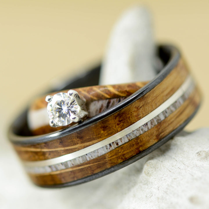 Whiskey Barrel Wood, Antler, & Diamond