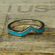Gold or Silver V-Ring with Turquoise Channel