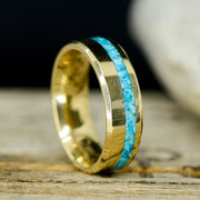 Yellow Gold & Offset Turquoise