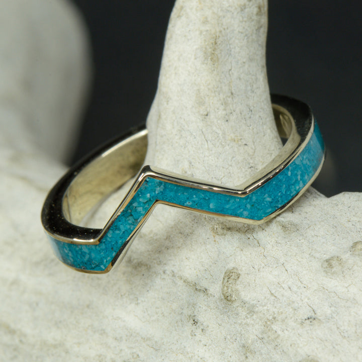 Marquise Diamond Ring .75ct and Turquoise with Turquoise V-Ring Stacking Band