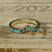 Gold V-Ring with Full Turquoise Channel