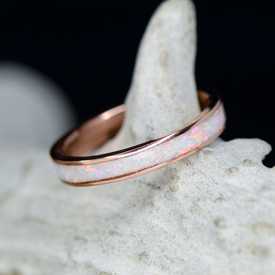 White Opal Channel ring