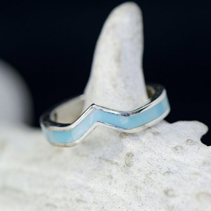 Gold or Silver Larimar V-Ring