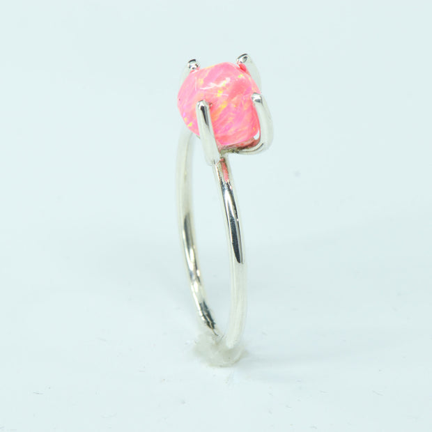 SALE RING -  Silver, Pink Opal - Size 7.75
