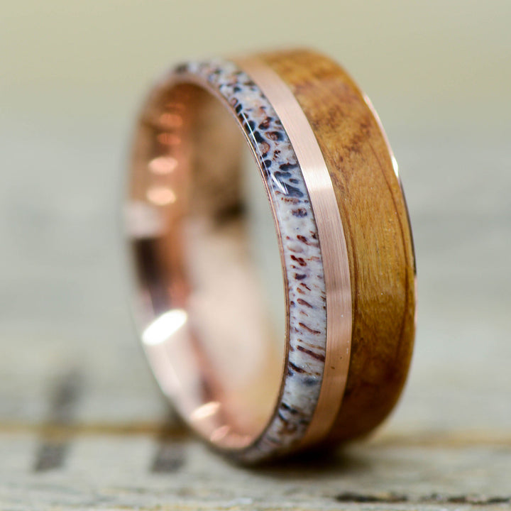 Whiskey Barrel Wood, Rose Gold, Antler