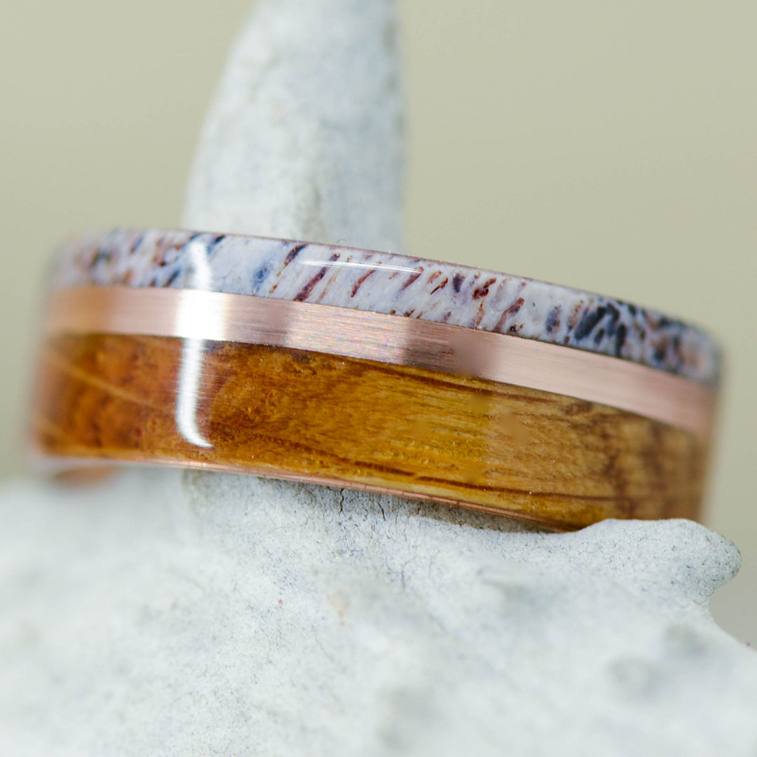 Whiskey Barrel Wood, Rose Gold, Antler