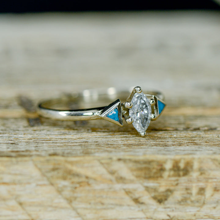 Marquise Diamond, Turquoise Inlays