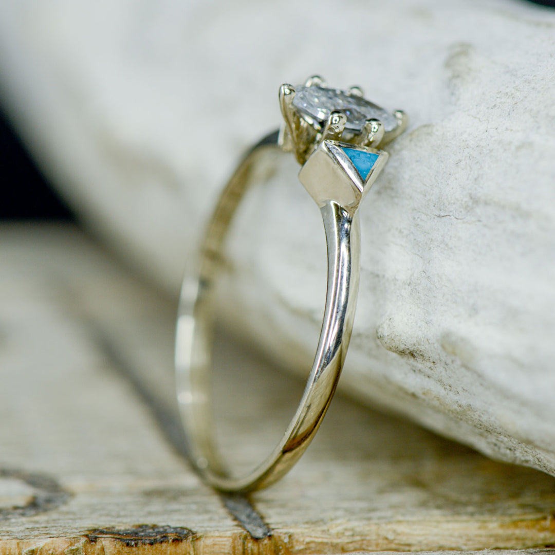 Marquise Diamond, Turquoise Inlays