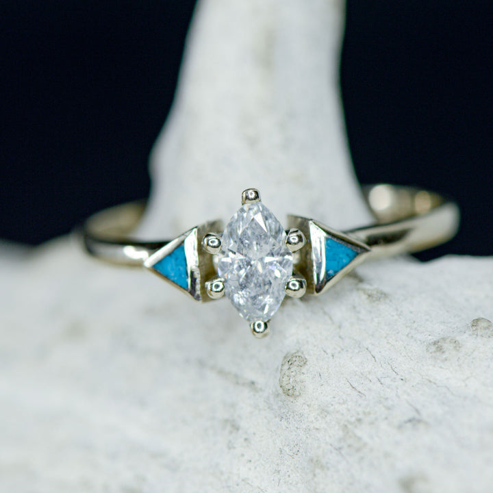 Marquise Diamond, Turquoise Inlays