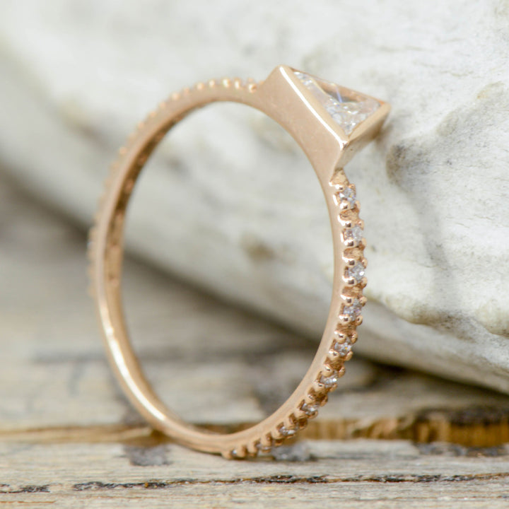 Rose Gold, Guitar String, Opal, Triangle Set Diamond