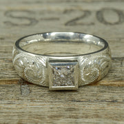 Diamond Signet Ring with Western Engravings