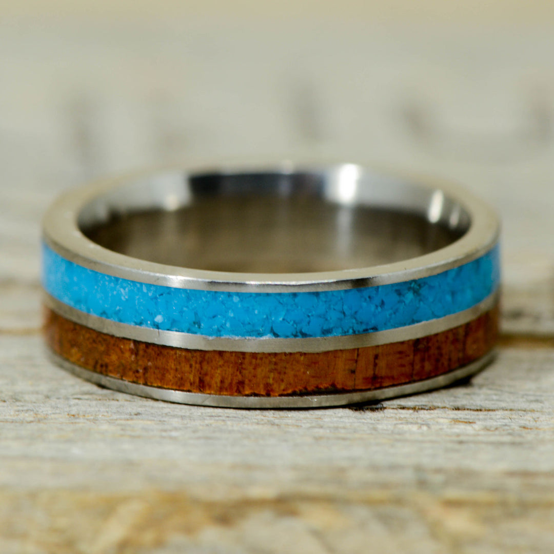 Koa Wood, Turquoise Inlays