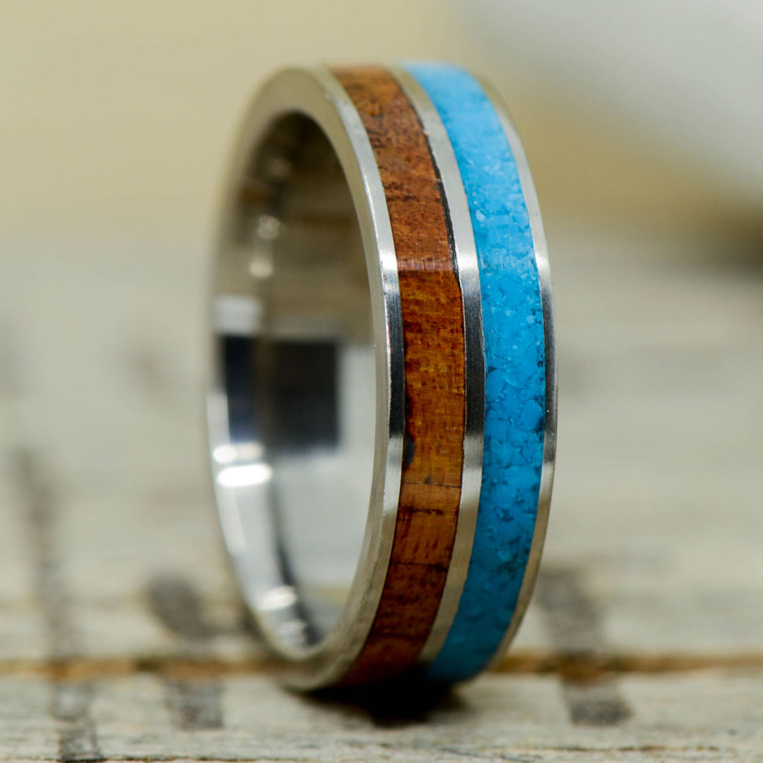 Koa Wood, Turquoise Inlays