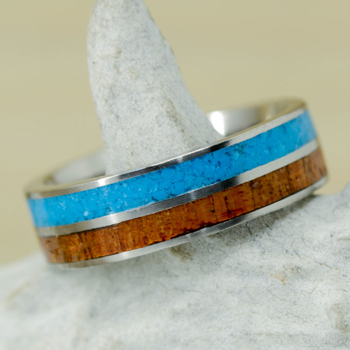 Koa Wood, Turquoise Inlays