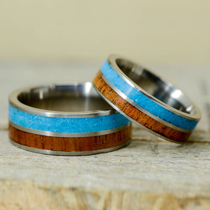 Koa Wood, Turquoise Inlays