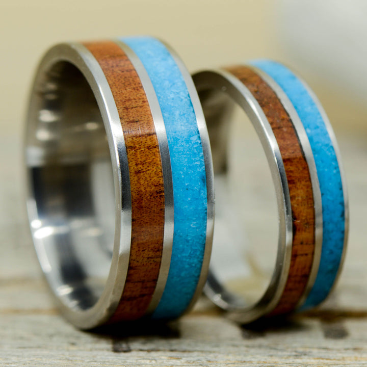 Koa Wood, Turquoise Inlays